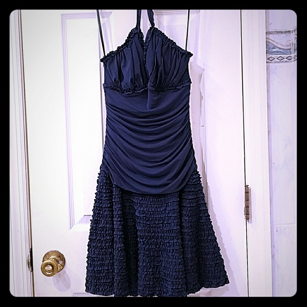 BCBG Halter ruffle mini dress.